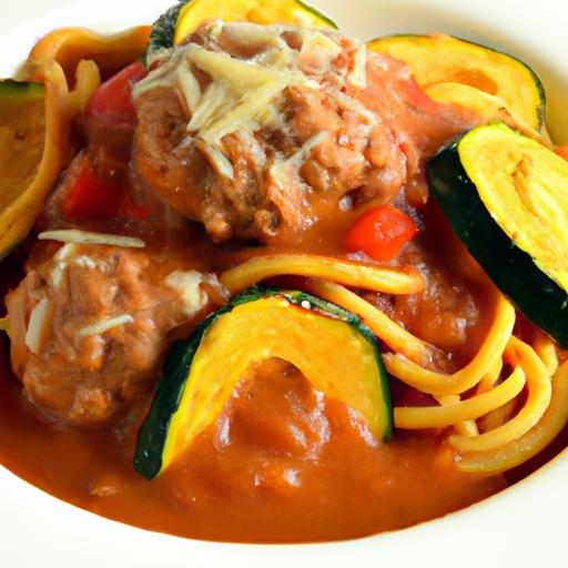 Hearty Slow Cooker Spaghetti squash & Meatballs Delight